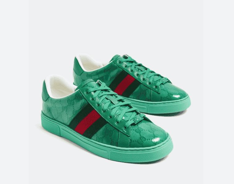 'Ace' glass crystal strap leather flatform sneakers - Gucci | hanabish7
